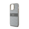 DKNY Leather Mono Stripe & Metal Logo - Etui iPhone 14 Pro (beżowy) (DKHCP14LPRTHSLE)