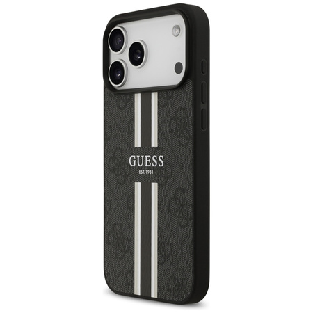 Guess 4G Printed Stripes MagSafe - Etui iPhone 17 Pro Max (czarny) (GUHMP17XP4RPSK)