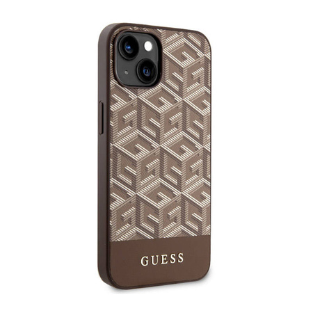 Guess GCube Stripes MagSafe - Etui iPhone 14 Plus (Brązowy) (GUHMP14MHGCFSEW)
