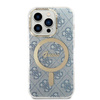 Guess Bundle Pack MagSafe 4G - Zestaw etui + ładowarka MagSafe iPhone 14 Pro (niebieski/złoty) (GUBPP14LH4EACSB)
