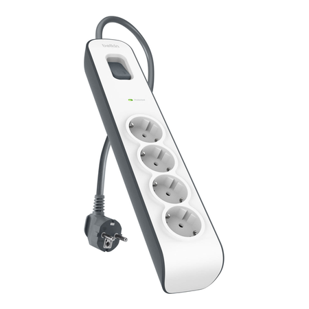 Belkin Listwa zasilająca przeciwprzepięciowa 525J, 4 gniazda Schuko, 2m (BSV400VF2M-V2)