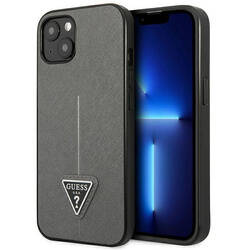 Guess Saffiano Triangle Logo Case – Etui iPhone 13 (srebrny) (GUHCP13MPSATLG)