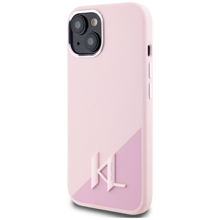 Karl Lagerfeld Silicone Shadow Metal Initial MagSafe - Etui do iPhone 15 (różowy) (KLHMP15SSCMKMPCP)