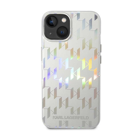 Karl Lagerfeld Monogram Iridescent - Etui iPhone 14 Plus (srebrny) (KLHCP14MLGMMSV3)