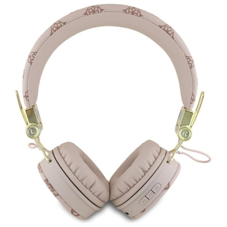 Guess Peony Script Round Shape - Bezprzewodowe słuchawki nauszne Bluetooth ENC (brązowy) (GUBH70EPOSMW)