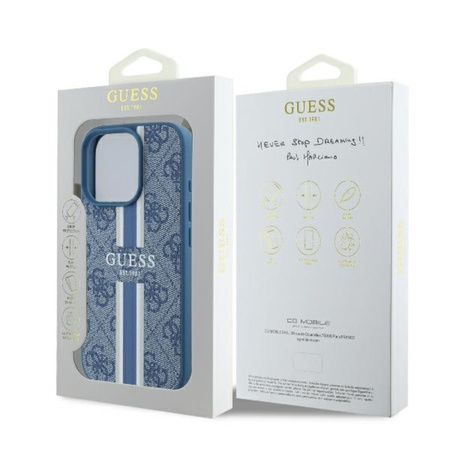 Guess 4G Printed Stripes MagSafe - Etui iPhone 16 Pro (niebieski) (GUHMP16LP4RPSB)