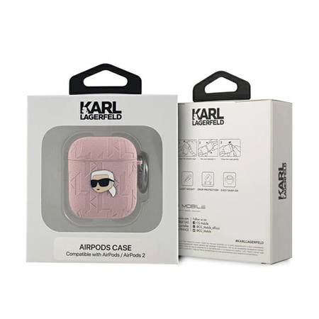 Karl Lagerfeld Monogram Karl Head - Etui AirPods 1/2 gen (różowy) (KLA2PGKIPP)