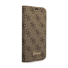 Guess 4G Metal Camera Outline Booktype Case - Etui iPhone 14 Pro Max (brązowy) (GUBKP14XHG4SHW)