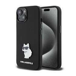 Karl Lagerfeld Silicone Choupette Metal Pin - Etui iPhone 15 Plus (czarny) (KLHCP15MSMHCNPK)