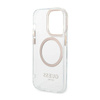 Guess Metal Outline Magsafe - Etui iPhone 14 Pro (przezroczysty / złoty) (GUHMP14LHTRMD)