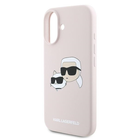 Karl Lagerfeld Silicone Double Heads Print MagSafe - Etui iPhone 16 Plus (różowy) (KLHMP16MSKCHPPLP)