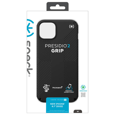 Speck Presidio2 Grip - Antypoślizgowe etui iPhone 15 Plus / 14 Plus (Black / Black / White) (150116-D143)