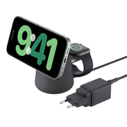 Belkin Ładowarka 3w1, magnetyczna Qi2 15W, do iPhone, AppleWatch, AirPods, grafitowa (WIZ027VFH36)