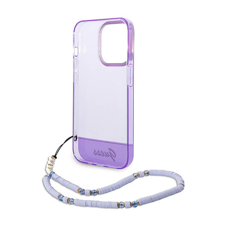 Guess Translucent Pearl Strap - Etui iPhone 14 Pro Max (fioletowy) (GUHCP14XHGCOHU)
