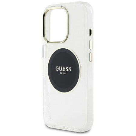 Guess IML Metal Colored Circle Classic Logo MagSafe - Etui do iPhone 16 Pro (czarny) (GUHMP16LHTDRCEDK)