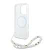 Guess IML Flowers Allover Electro With Pearl Strap MagSafe - Etui iPhone 16 Pro (biały) (GUHMP16LHCPOFPH)