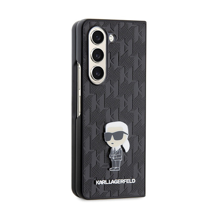 Karl Lagerfeld NFT Saffiano Monogram Ikonik Pin - Etui Samsung Galaxy Z Fold 5 (czarny) (KLHCZFD5SAPKINPK)