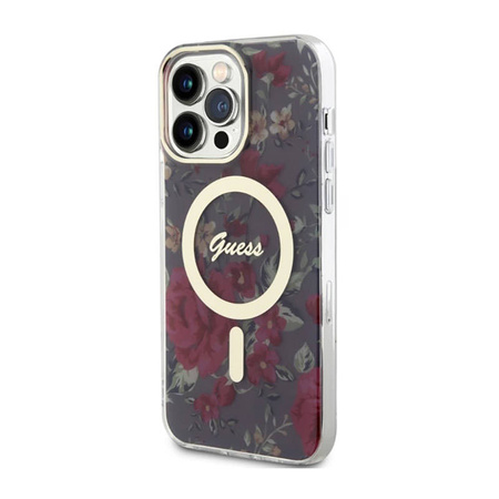 Guess Flower MagSafe - Etui iPhone 14 Pro Max (Zielony) (GUHMP14XHCFWSA)