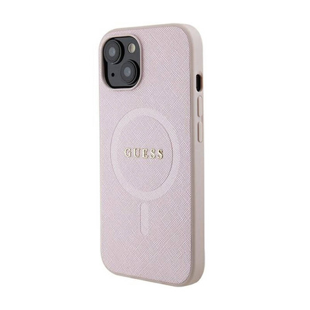 Guess Saffiano MagSafe - Etui iPhone 15 Plus (różowy) (GUHMP15MPSAHMCP)