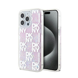 DKNY Liquid Glitter Multilogo - Etui iPhone 15 Pro Max (różowy) (DKHCP15XLCPEPP)
