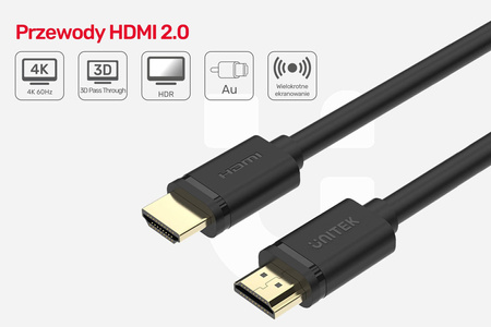 Unitek Kabel Przewód HDMI 2.0 4K 60Hz 1m Czarny (Y-C136M)