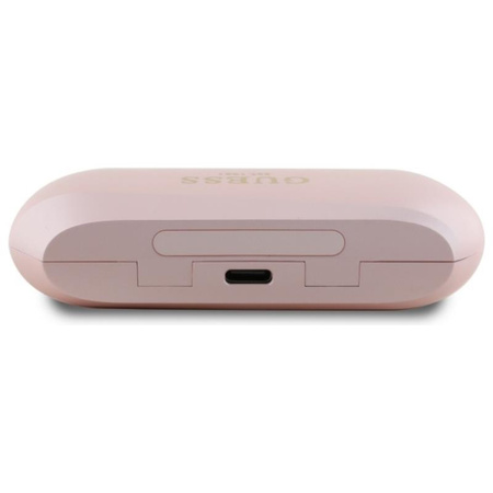 Guess Elongated Metalic Printed Logo - Słuchawki Bluetooth TWS + etui ładujące (różowy) (GUTWSC2MCDSP)