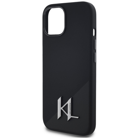Karl Lagerfeld Silicone Shadow Metal Initial MagSafe - Etui do iPhone 15 (czarny) (KLHMP15SSCMKMPCK)