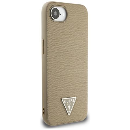 Guess Grained Triangle MagSafe - Etui do iPhone 16e (brązowy) (GUHMPSE4PGTSPSW)
