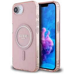 Guess IML Glitter Circle MagSafe - Etui do iPhone 16e (różowy) (GUHMPSE4HFGEREP)