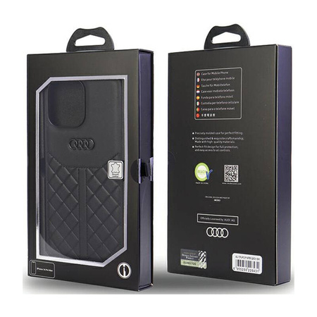 Audi Genuine Leather - Etui iPhone 14 Pro Max (Czarny) (AU-TPUPCIP14PM-Q8/D1-BK)