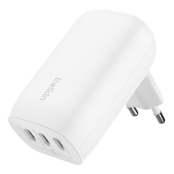 Belkin Ładowarka kątowa 3 porty USB-C PPS 67 W - biała (WCC002VFWH)