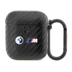 BMW Carbon Double Metal Logo - Etui AirPods 1/2 gen (Czarny) (BMA2WMPUCA2)