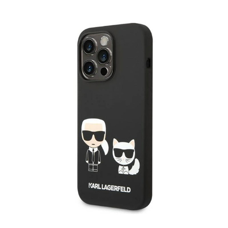 Karl Lagerfeld Liquid Silicone Karl & Choupette MagSafe - Etui iPhone 14 Pro Max (czarny) (KLHMP14XSSKCK)