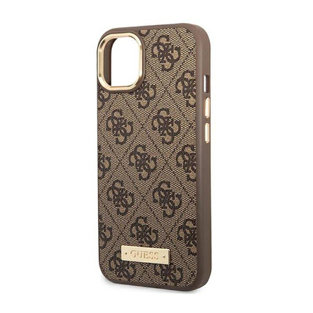 Guess 4G Logo Plate MagSafe - Etui iPhone 14 Plus (brązowy) (GUHMP14MU4GPRW)