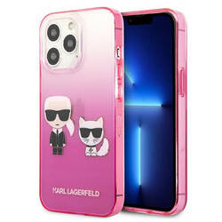 Karl Lagerfeld Gradient Ikonik Karl & Choupette - Etui iPhone 13 Pro (różowy) (KLHCP13LTGKCP)