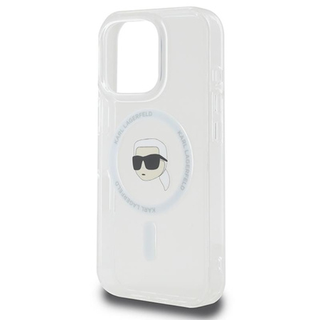 Karl Lagerfeld IML Metal Karl Head MagSafe - Etui iPhone 16 Pro Max (biały) (KLHMP16XHLSKIH)