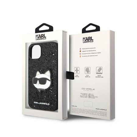 Karl Lagerfeld NFT Glitter Choupette Patch - Etui iPhone 14 Plus (czarny) (KLHCP14MG2CPK)