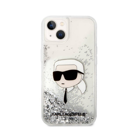 Karl Lagerfeld Liquid Glitter NFT Karl's Head - Etui iPhone 14 Plus (srebrny) (KLHCP14MLNKHCH)