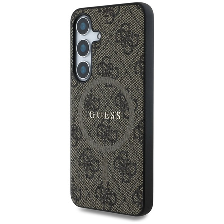 Guess Leather 4G Colored Ring Classic Logo MagSafe - Etui do Samsung Galaxy S25 (brązowy) (GUHMS25SG4GFRW)