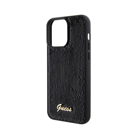 Guess Sequin Script Metal - Etui iPhone 15 Pro Max (czarny) (GUHCP15XPSFDGSK)