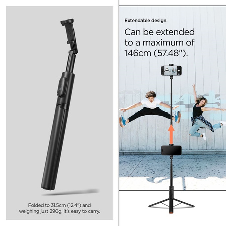Spigen S541W Bluetooth Selfie Stick Tripod - Statyw na smartfon / uchwyt selfie stick (Black) (AMP09336)