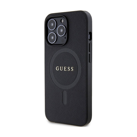 Guess Saffiano MagSafe - Etui iPhone 13 Pro (czarny) (GUHMP13LPSAHMCK)