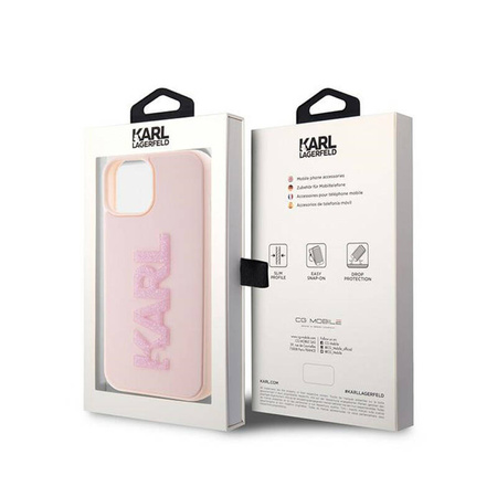 Karl Lagerfeld 3D Rubber Glitter Logo - Etui iPhone 15 Plus (różowy) (KLHCP15M3DMBKCP)