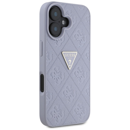 Guess Hot Stamp 4G Pattern Triangle Metal Logo - Etui do iPhone 16 (fioletowy) (GUHCP16SPGP4STRU)