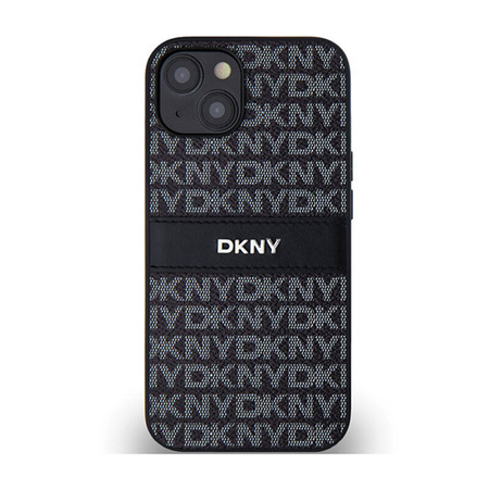 DKNY Leather Mono Stripe & Metal Logo - Etui iPhone 15 / 14 / 13 (czarny) (DKHCP15SPRTHSLK)