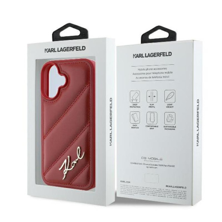 Karl Lagerfeld Quilted Signature - Etui iPhone 16 (czerwony) (KLHCP16SPQDSMGR)