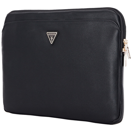 Guess Grained Zipper Pocket Triangle Logo Sleeve - Etui na notebooka 14" (czarny) (GUCS14ZPGTSPSK)