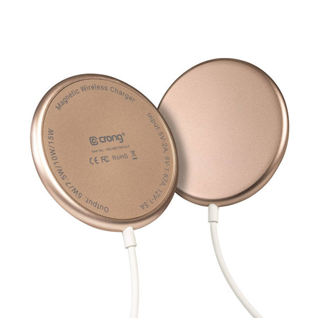 Crong MagSpot Wireless Charger – Aluminiowa ładowarka indukcyjna MagSafe 15W (Gold) (CRG-MS15W-GLD)