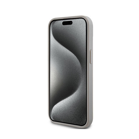 DKNY Leather Mono Stripe & Metal Logo - Etui iPhone 15 / 14 / 13 (beżowy) (DKHCP15SPRTHSLE)