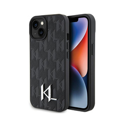 Karl Lagerfeld Leather Monogram Hot Stamp Metal Logo - Etui iPhone 15 (czarny) (KLHCP15SPKLPKLK)